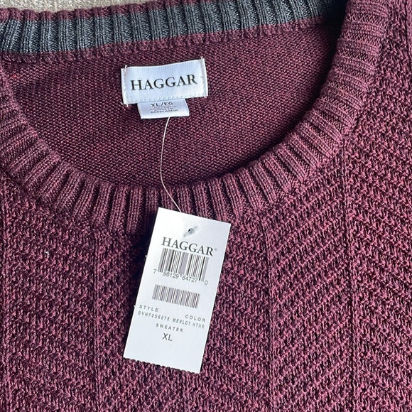 NWT Men’s XL Haggar Long Sleeve Burgundy Sweater - Picture 3 of 6